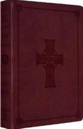 ESV Large Print Thinline Reference Bible-Burgundy Celtic Cross Design TruTone