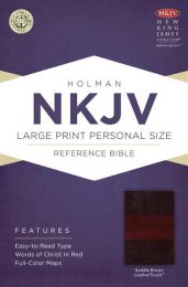 NKJV Large Print Personal Size Reference Bible-Saddle Brown LeatherTouch