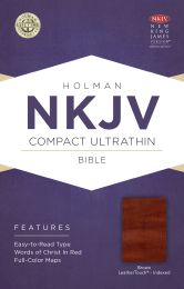 NKJV Compact Ultrathin Bible-Brown Cross Design LeatherTouch Indexed