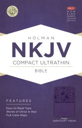 NKJV Compact Ultrathin Bible-Purple LeatherTouch Indexed