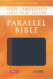 NKJV/Amplified Parallel Bible/Large Print-Blue/Brown Flexisoft Leather