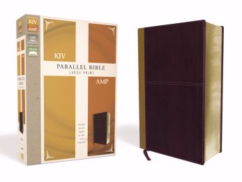 KJV/Amplified Parallel Bible/Large Print-Camel/Burgundy Leathersoft