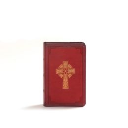 CSB Large Print Compact Reference Bible-Burgundy Celtic Cross LeatherTouch (Aug)