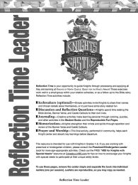 Vacation Bible School (VBS) 2020 Knights of North Castle Reflection Time Leader