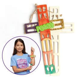 Vacation Bible School (VBS) 2020 Knights of North Castle Artistic Cut Wood Cross (Pkg of 12)