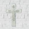 Ornate Rustic Whitewashed Wall Cross