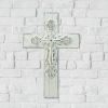 Ornate Rustic Whitewashed Wall Cross